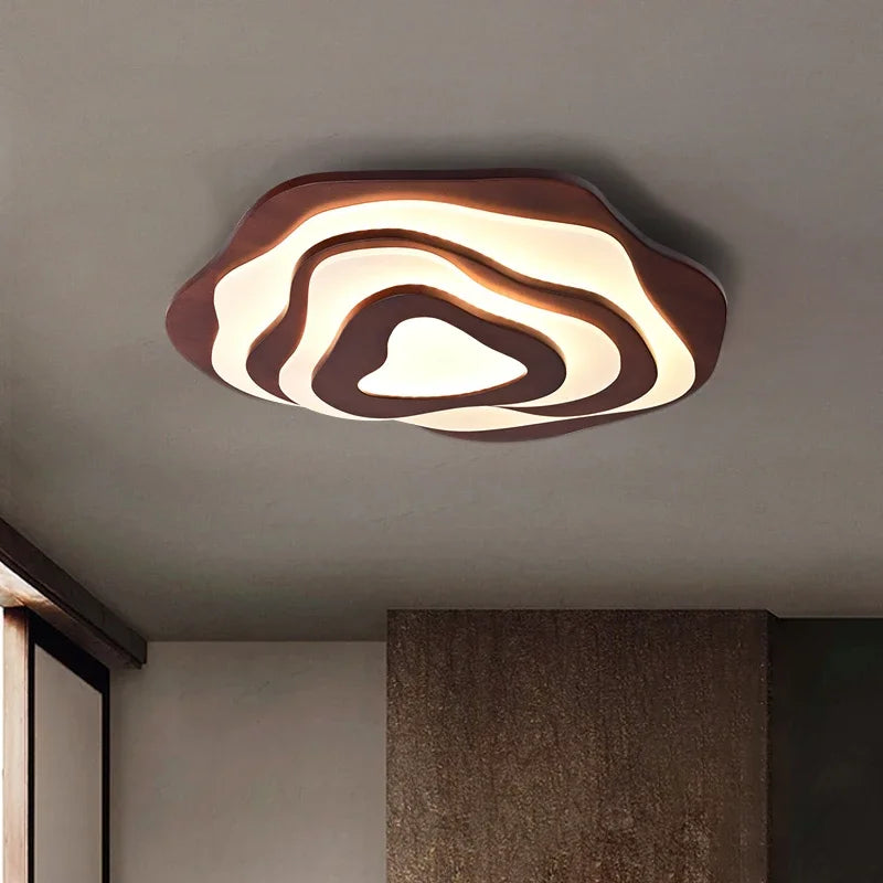 plafonnier led en bois nordique avec télécommande design moderne décoratif