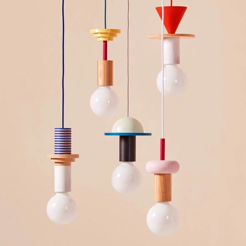 Suspension LED design bois petite lumière déco