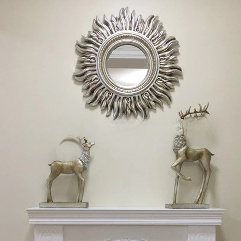 miroir décoratif mural sun apolo art designs or argent