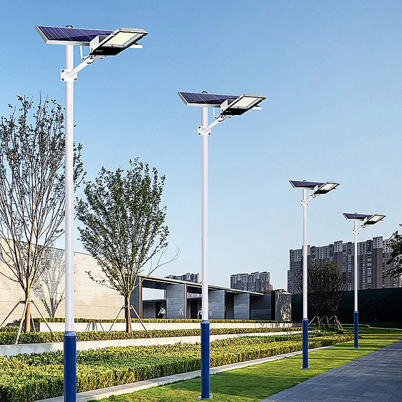 lampadaire solaire segmenté pour éclairage de jardin et vidéosurveillance