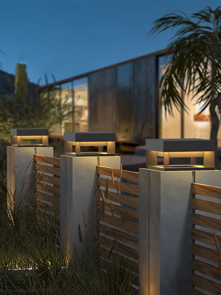 lampadaire moderne en inox pour jardin extérieur éclairage décoratif