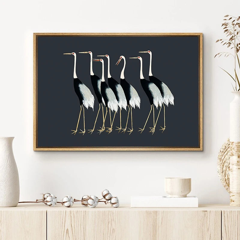 impressions d'art mural grue rouge et héron bleu décor intérieur