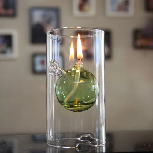 lampe à huile en verre transparent décoration vintage pour intérieur