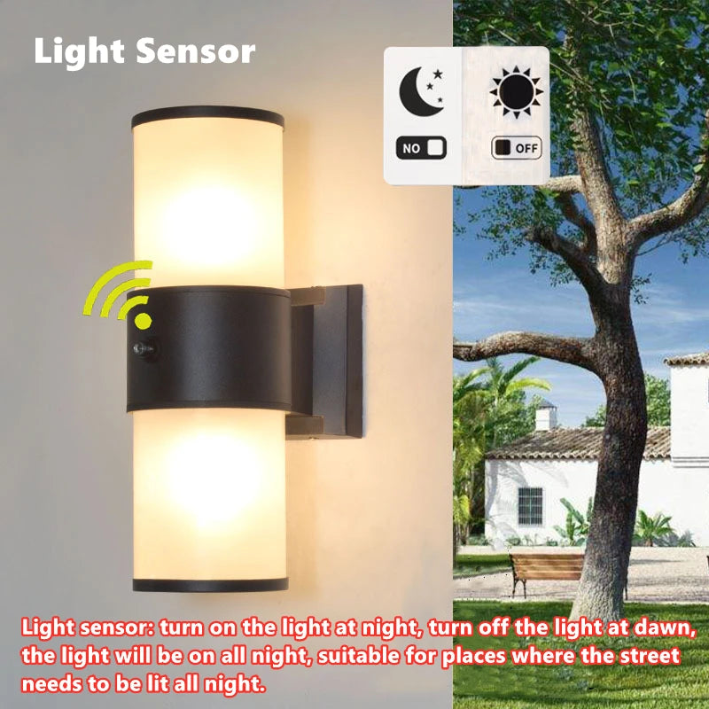 E27 LED applique extérieure capteur haut vers le bas verre aluminium étanche jardin lumière couloir rue extérieur applique murale 110V 220V