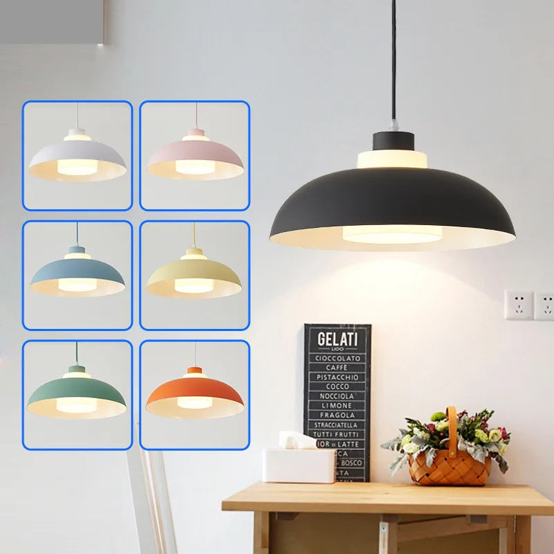 Simple moderne nordique LED créatif Macaron UFO barre lumineuse chambre chevet bureau salle de classe salle à manger suspension
