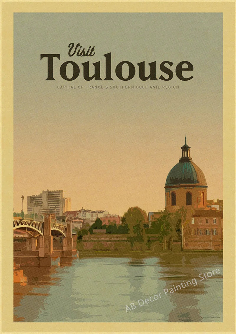 affiche rétro de voyage pour passionnés de tourisme