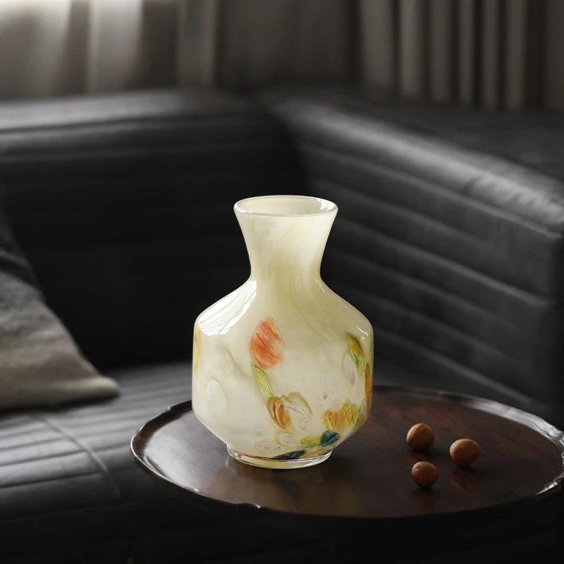 vase en verre imprimé motif floral pour décoration et terrarium