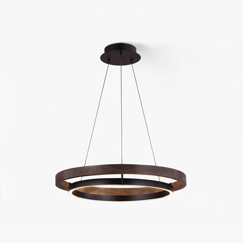 Lustre antique nordique bois anneau lumineux couleur