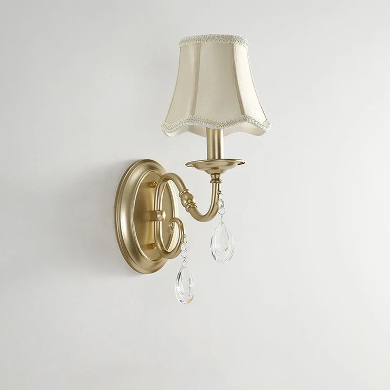 applique murale en cristal et tissu style rural américain pour hôtel