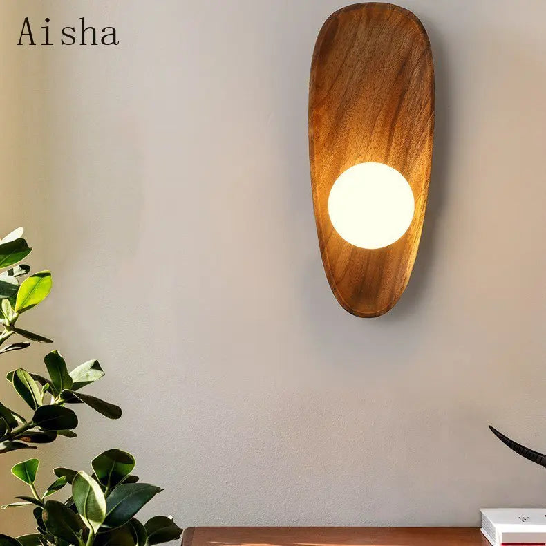 Applique murale LED en bois de noyer