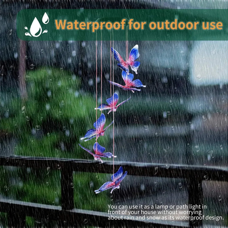 lampe solaire led colorée avec boule cristal papillon pour jardin