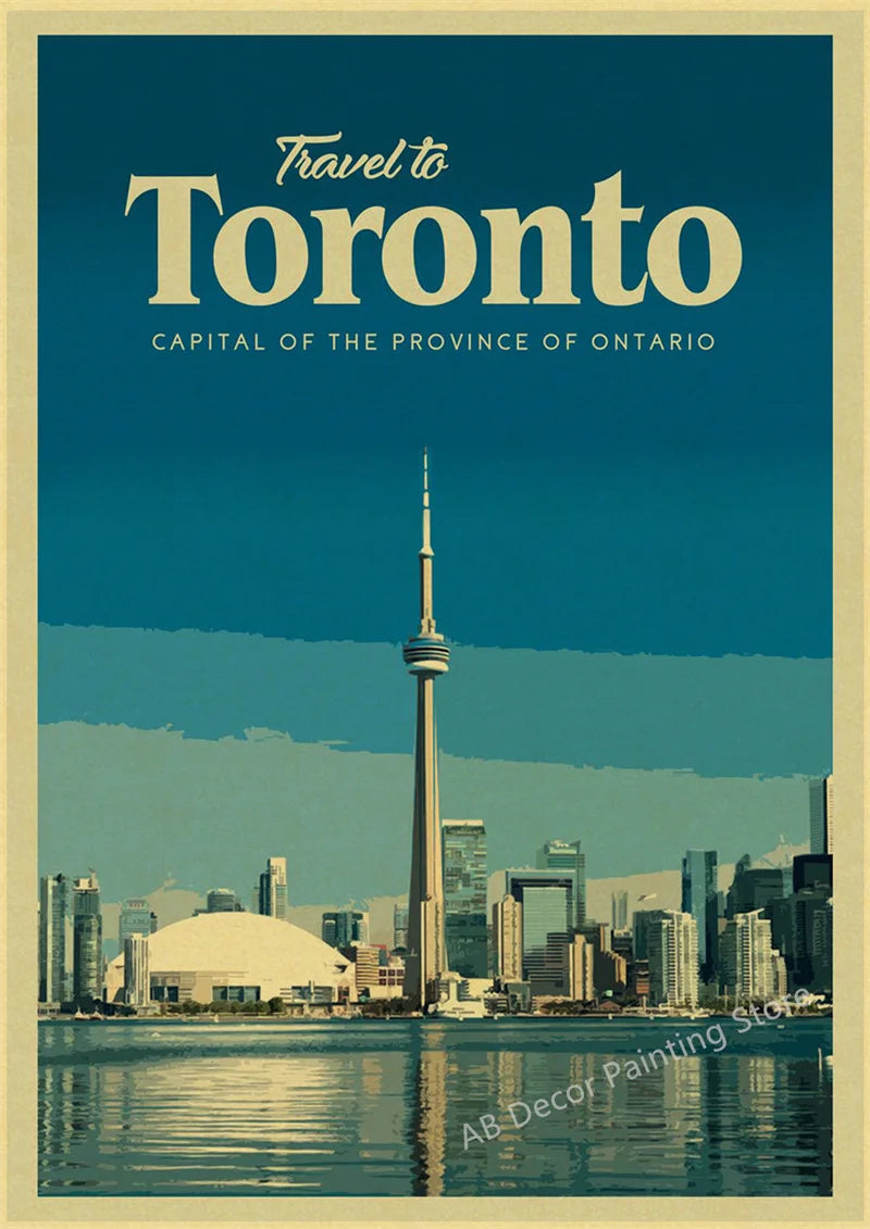 affiche vintage de voyage chicago las vegas et le caire