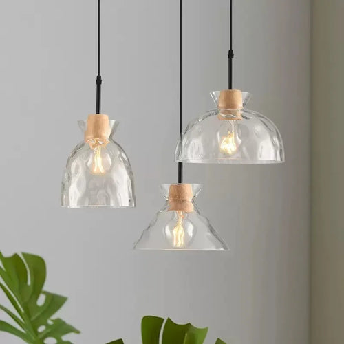 Suspension en verre transparente led déco maison