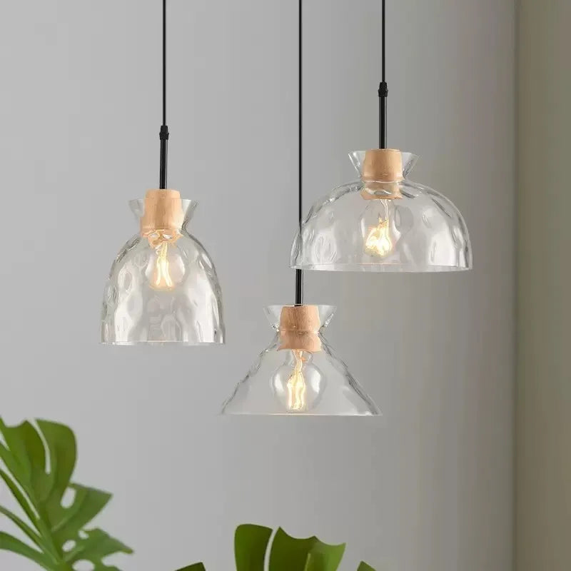 Suspension en verre transparente led déco maison