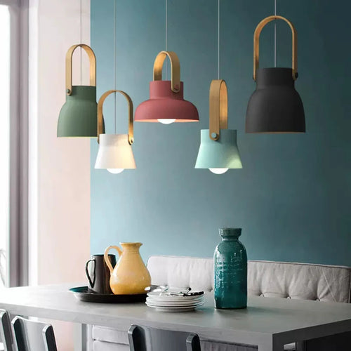 Suspension nordiques Macaron coloré cuisine décor à la maison lampes suspendues chambre Restaurant lampe suspendue luminaires d'intérieur