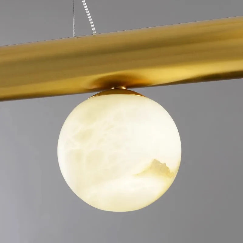 lustre de bar long et luxueux en marbre véritable post-moderne