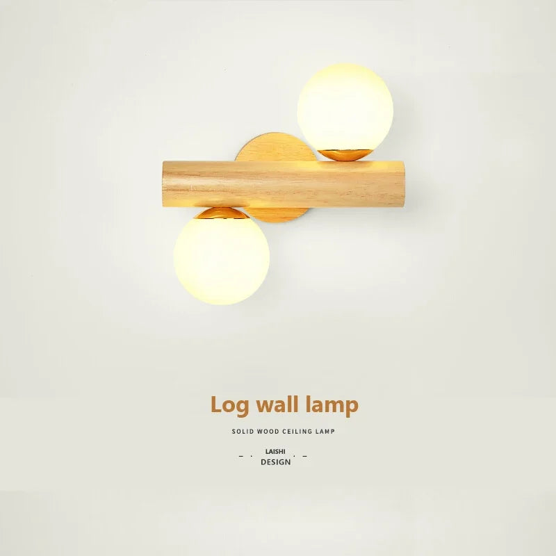 applique murale led nordique en verre et bois réglable moderne