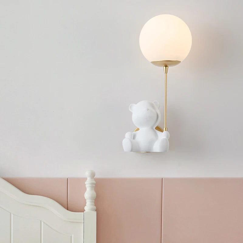 applique murale ours avec interrupteur à tirer pour enfants