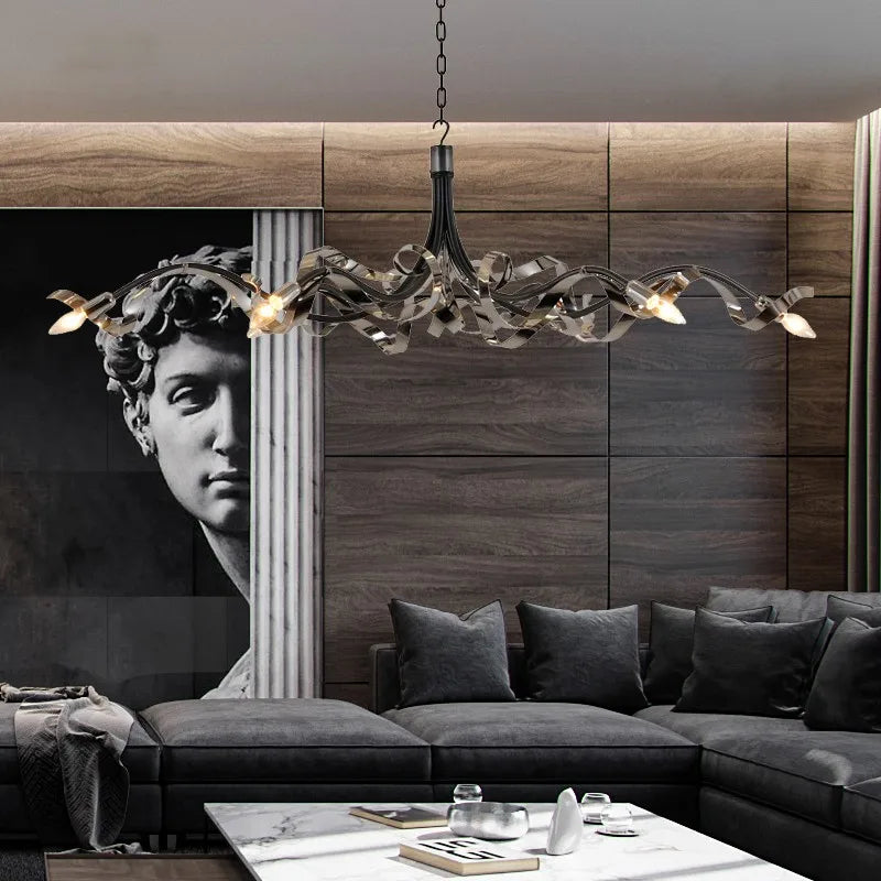 lustre postmoderne de luxe en acier inoxydable simple et personnalisé