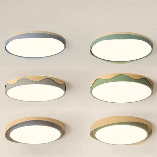 Plafonnier LED nordique moderne Macaron rond rond bord géométrique plafonniers salon chambre Luminaire décoratif d'intérieur