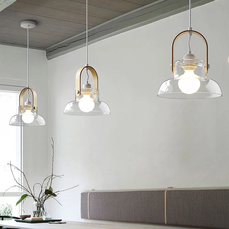 suspension en verre transparent avec fil réglable pour décor intérieur