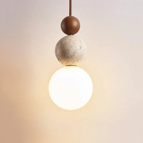 Suspension LED en forme de gourde ronde en tuf jaune Wabi Sabi