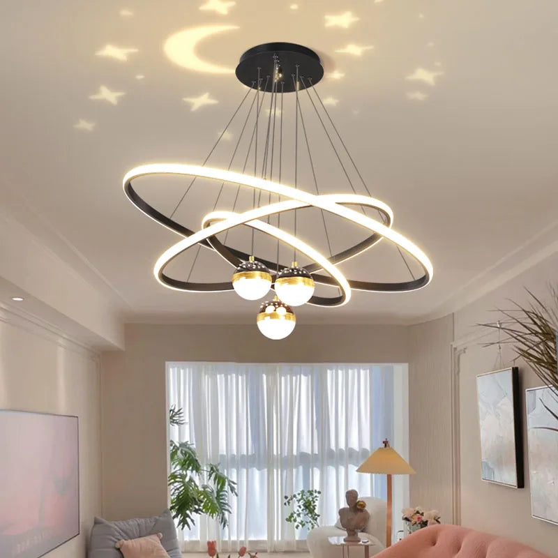 Lustre led anneaux circulaires étoile homedero
