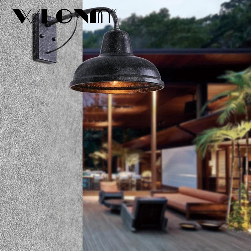 applique murale rétro étanche en fer pour extérieur et intérieur