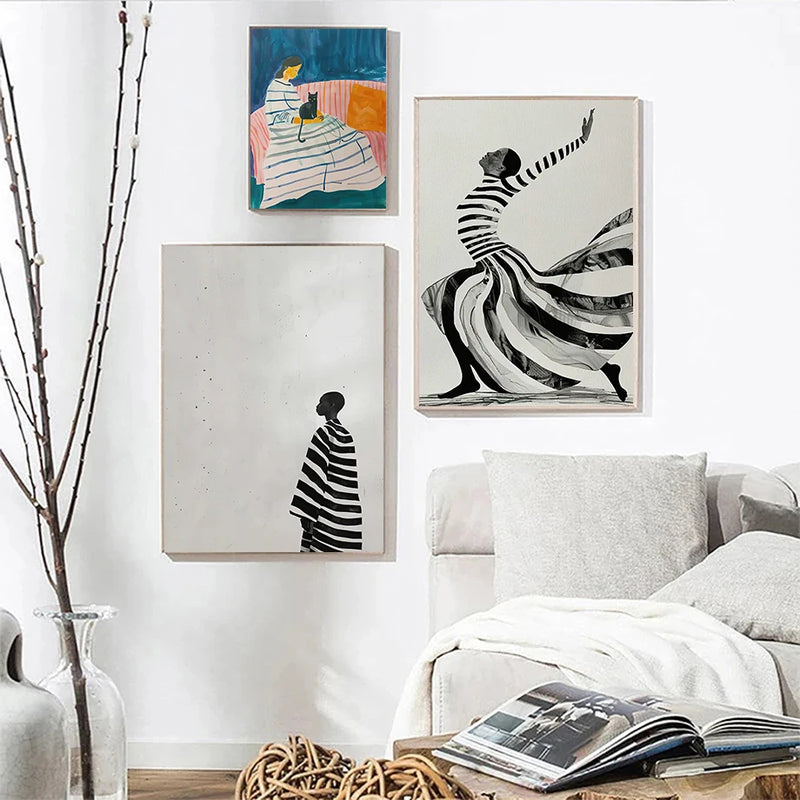 affiche murale femme chat abstrait pour décoration artistique