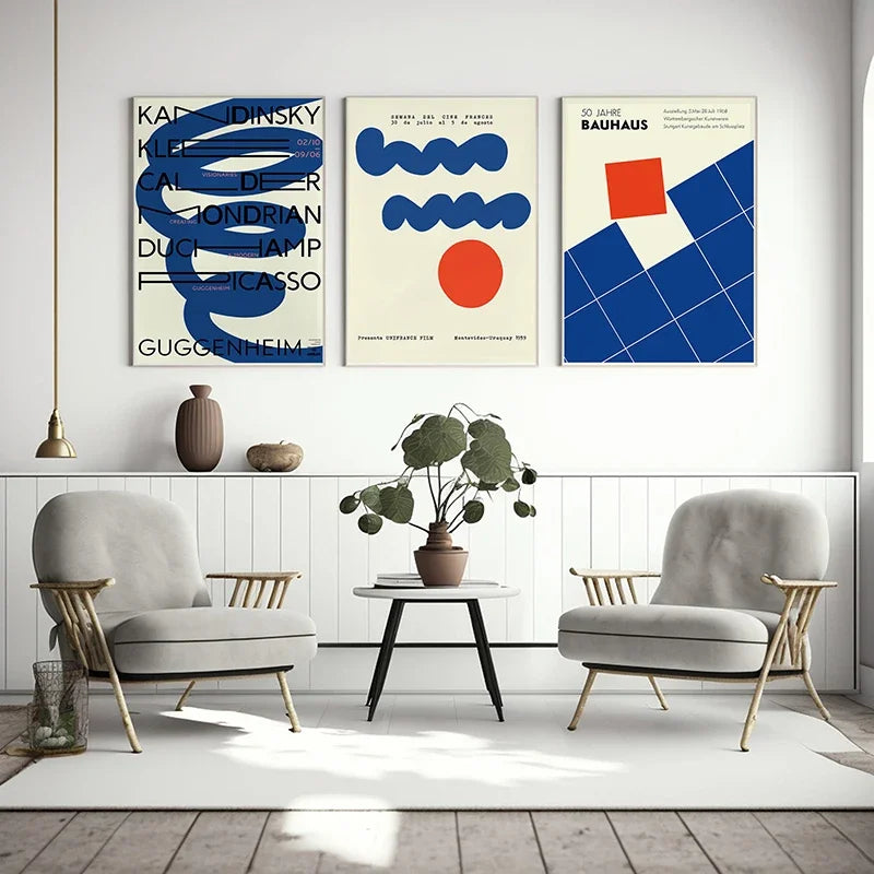 affiches géométriques bauhaus art mural abstrait minimaliste