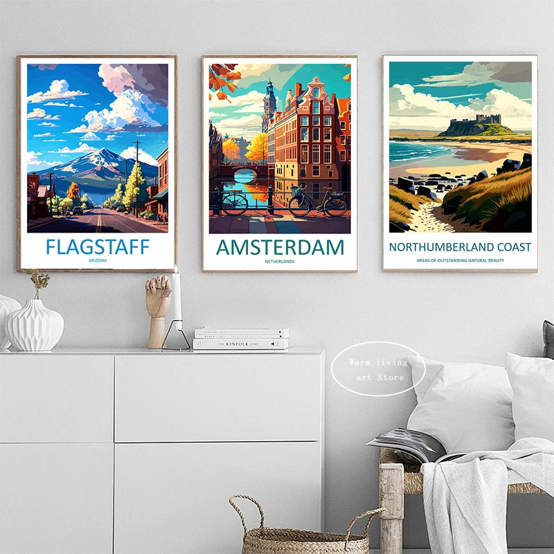 affiche de voyage toile new york rome tokyo venise décor urbain