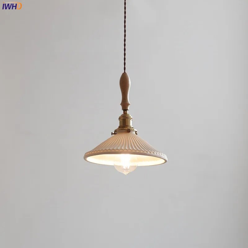 suspension led cuivre bois décor simple moderne intérieur