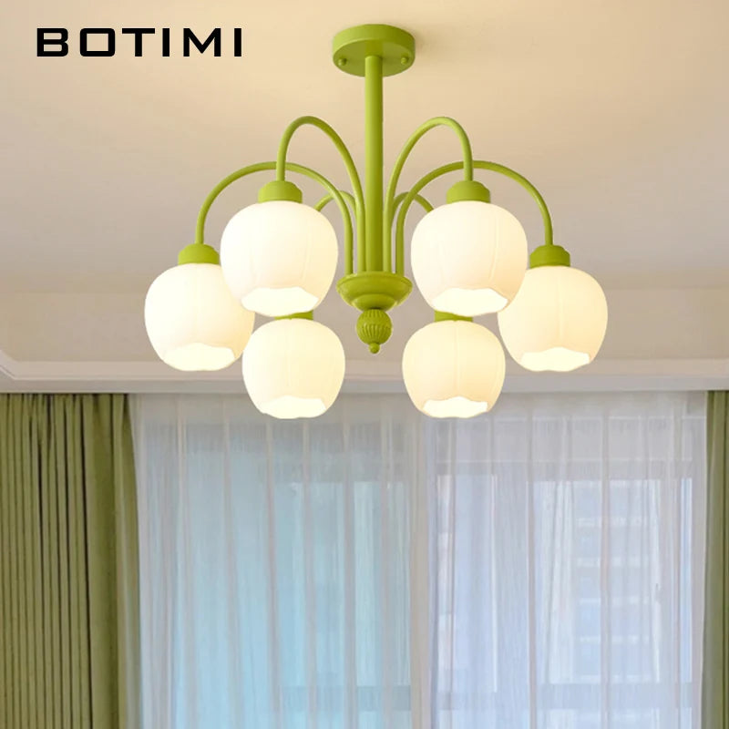 lustre moderne botimi avec 8 abat-jour en verre nordiques