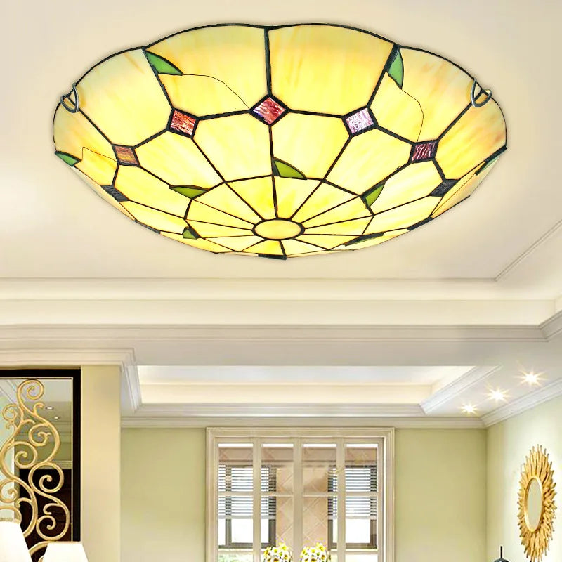 Plafonnier méditerranéen chambre vitrailplafonnier salon salle à manger couloir balcon Tiffany éclairage Led