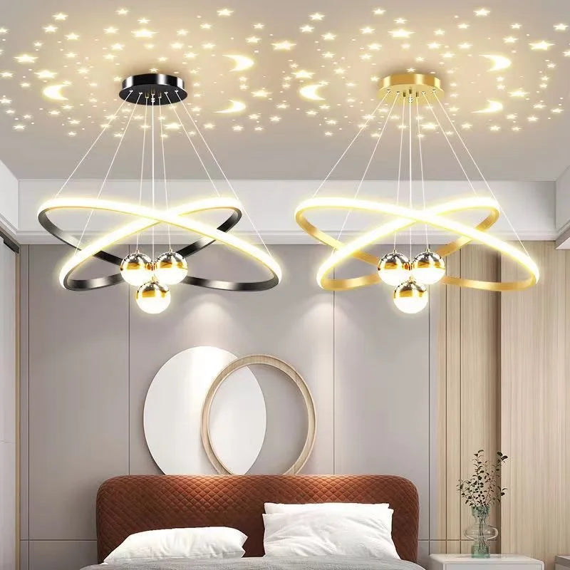 Lustre led anneaux circulaires étoile homedero