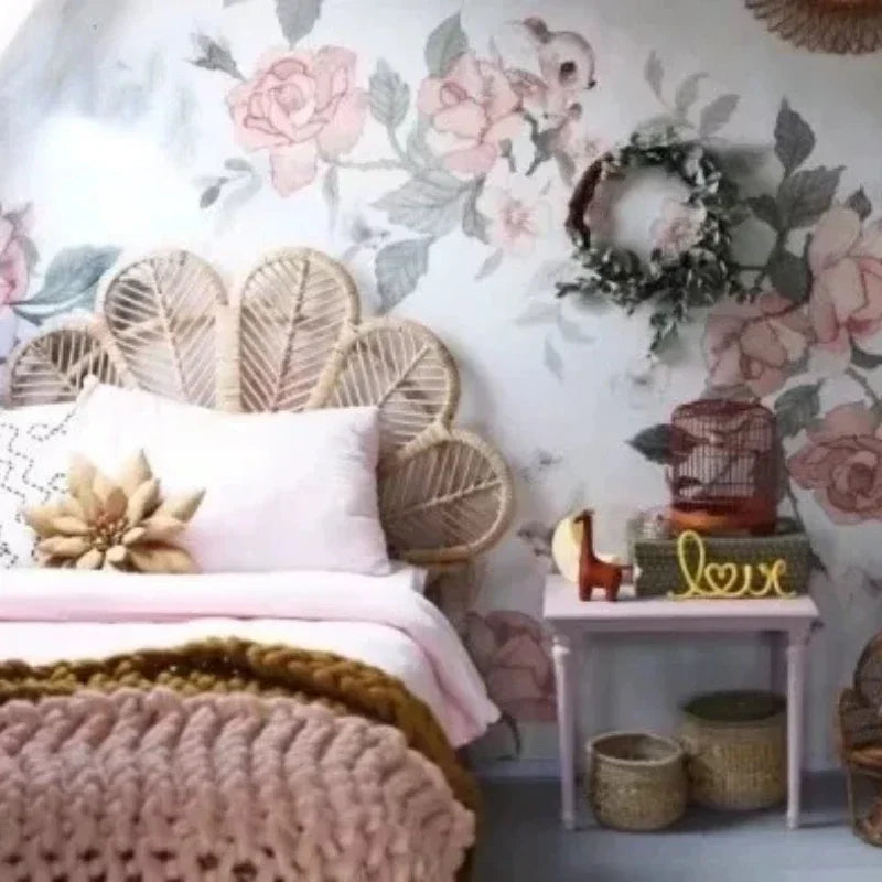 tête de lit en rotin nordique pour lit double décor créatif et élégant