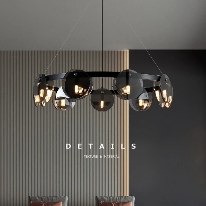 Suspension en verre noir moderne
