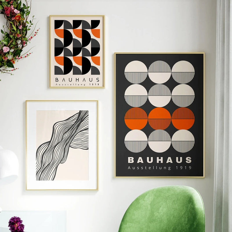 affiches art mural géométrique bauhaus pour décoration moderne