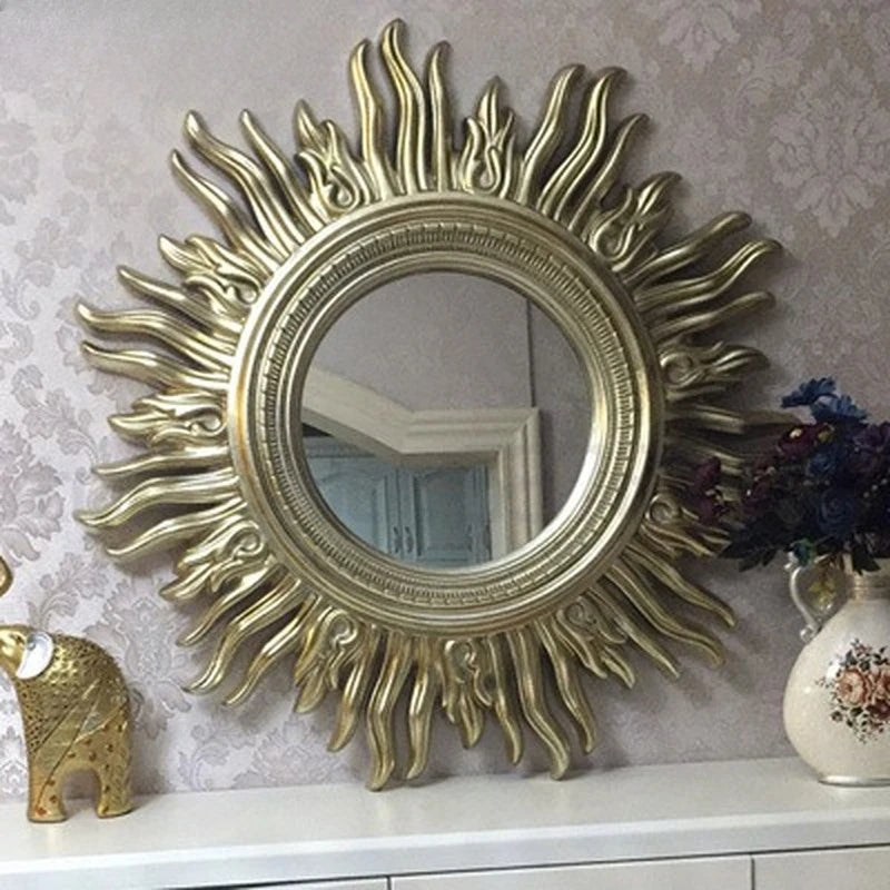 miroir décoratif mural sun apolo art designs or argent
