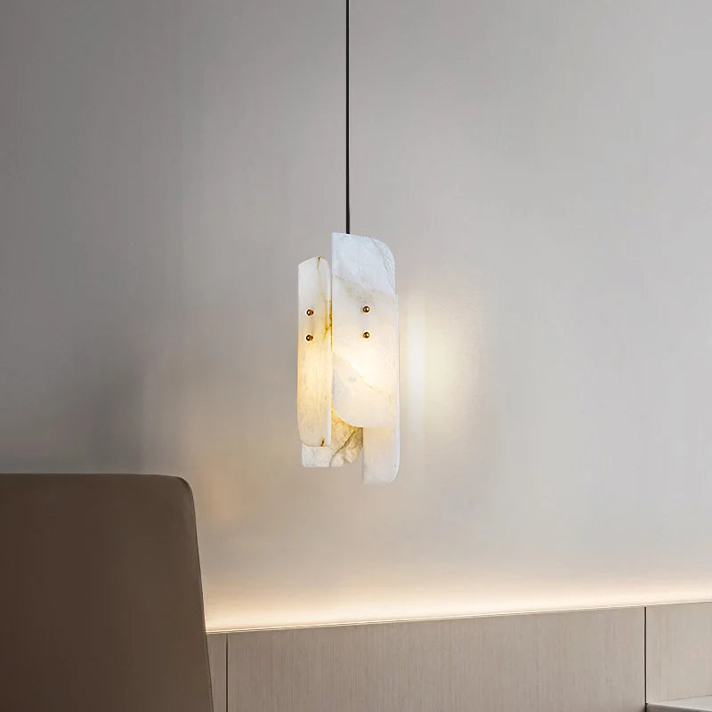 suspension en marbre véritable avec fil de cuivre réglable style