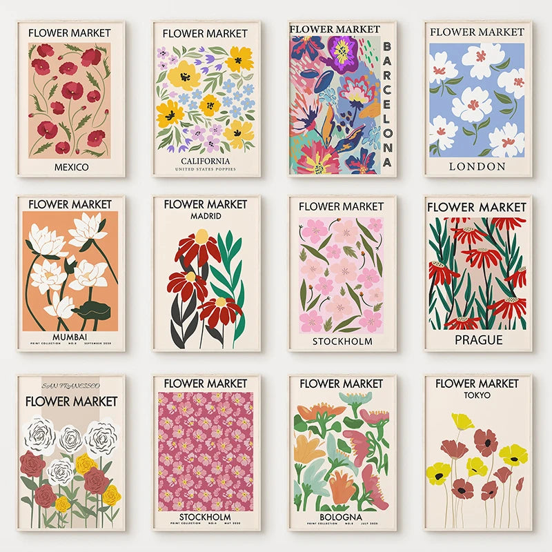 affiche fleurs art abstrait style nordique décoration murale