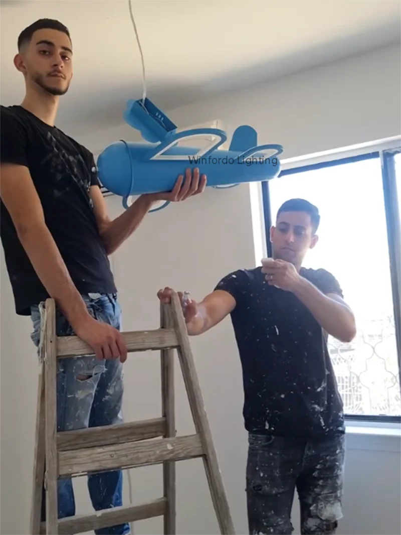 lustre led moderne en forme d'avion pour bébé garçon