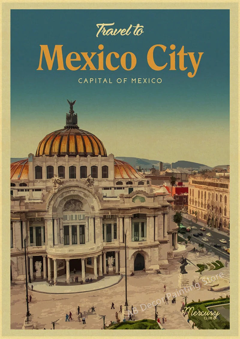 affiche vintage de voyage pour passionnés de tourisme