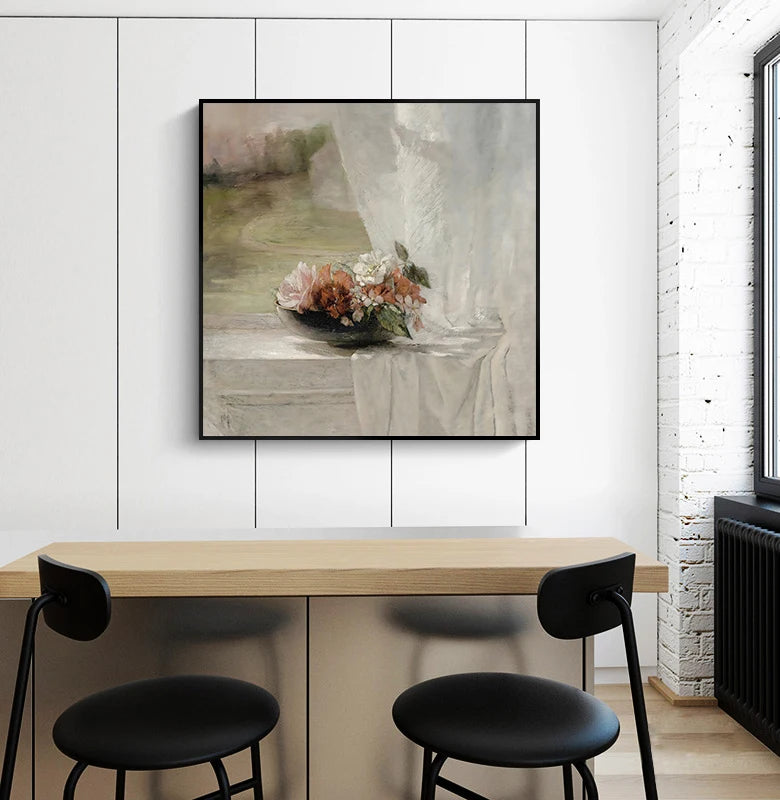 affiche vintage nature morte avec fleurs et tournesols