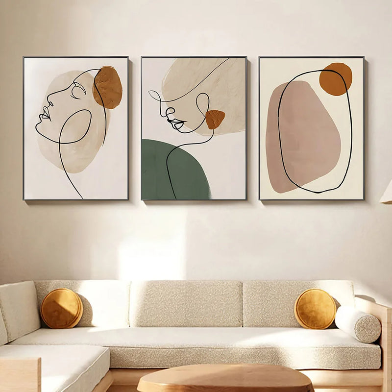 affiches murales abstraites géométriques visage décoration intérieure moderne