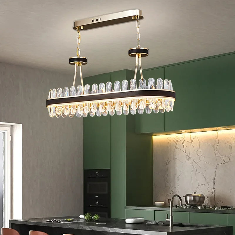 lustre moderne en cristaux éclairage rond à led