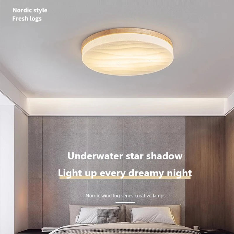 plafonnier led rond en bois design nordique décoratif intérieur