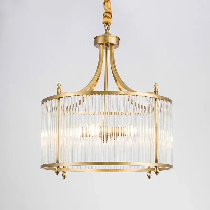 lustre moderne en cuivre avec tubes de verre led