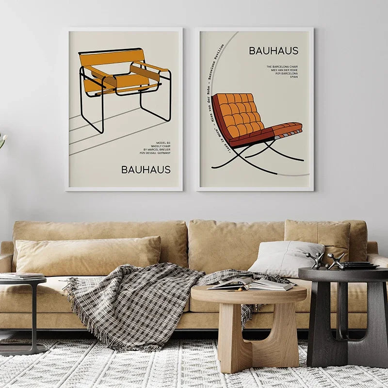 affiches géométriques bauhaus pour décoration intérieure moderne