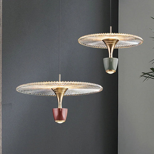 suspension led rond acrylique avec cordon réglable